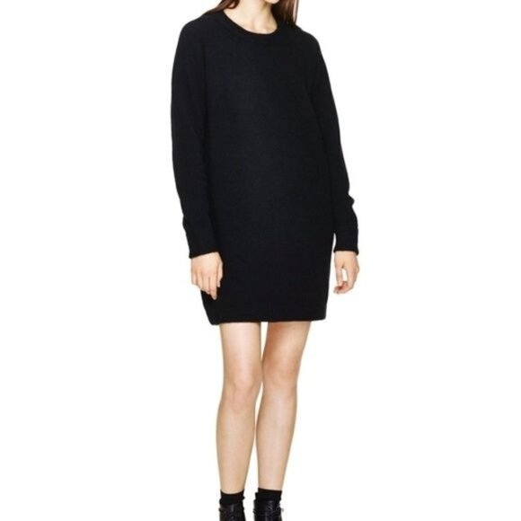 Wilfred Free Black Soft Knit Crewneck Long Sleeve Shift Sweater Dress Size Small - Picture 1 of 11